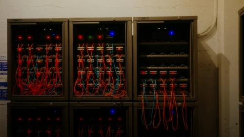 Network servers are connected with cables