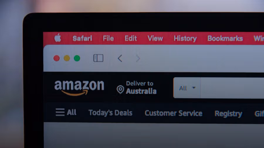 a computer screen with the amazon logo on it