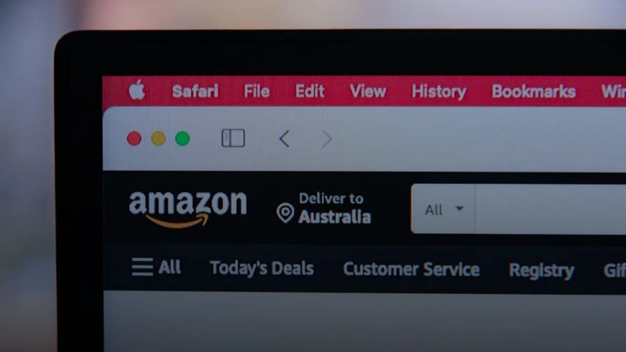 a computer screen with the amazon logo on it