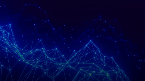 a blue background with lines and dots