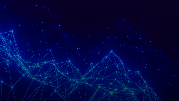 a blue background with lines and dots