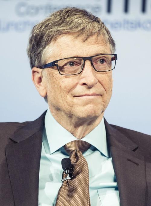 Portrait of Bill Gates speaking at the Munich Security Conference