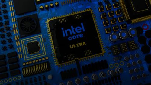 a close up of a computer chip with the intel core logo on it