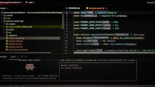 Computer screen displaying code and project files