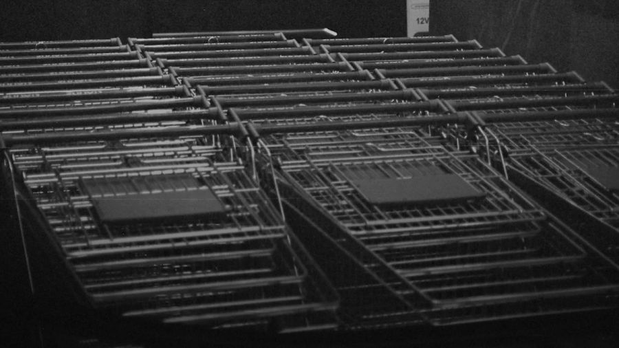 A bunch of metal racks sitting on top of a floor