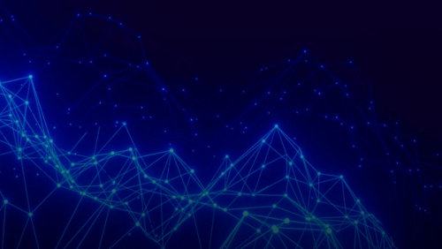 a blue background with lines and dots