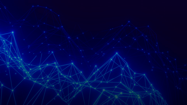 a blue background with lines and dots