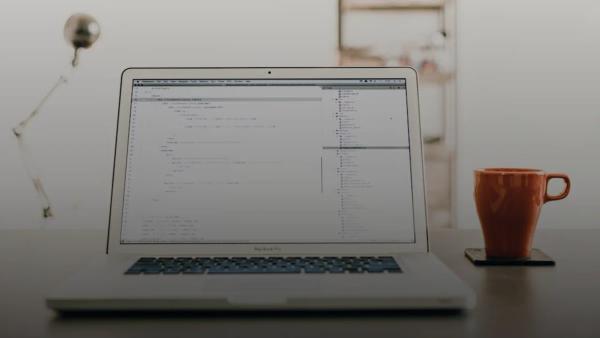 full stack developer laptop desk code — illustration for article on Full stack developer roadmap [2026]: