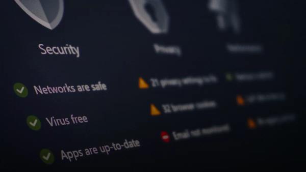 A security and privacy dashboard with its status.