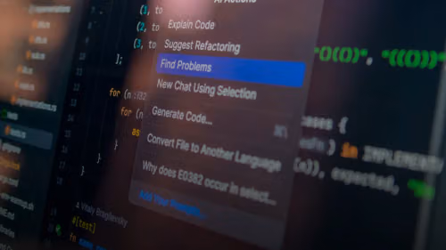 Computer screen displaying code with a context menu