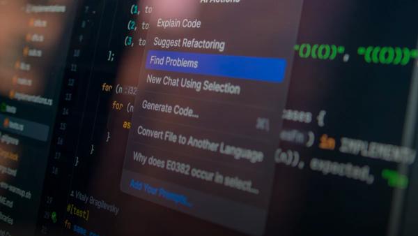 Computer screen displaying code with a context menu