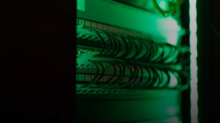 a close up of a server in a server room