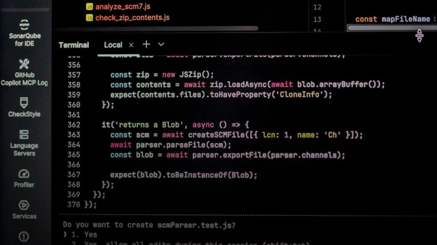 Computer screen displaying lines of code