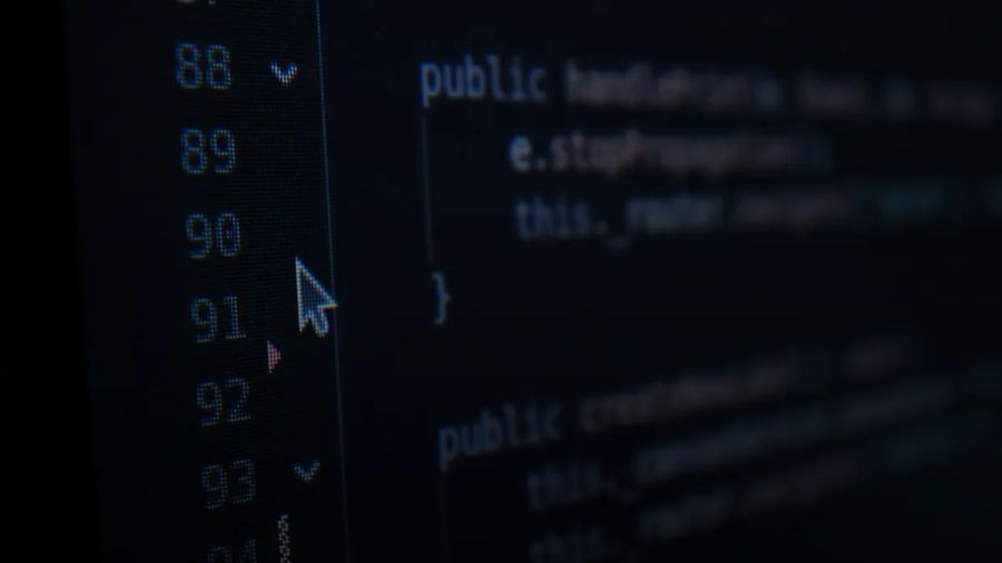 Computer code on a dark screen with line numbers