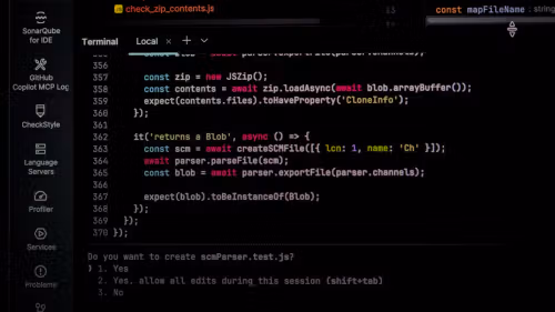 Computer screen displaying code and terminal prompts