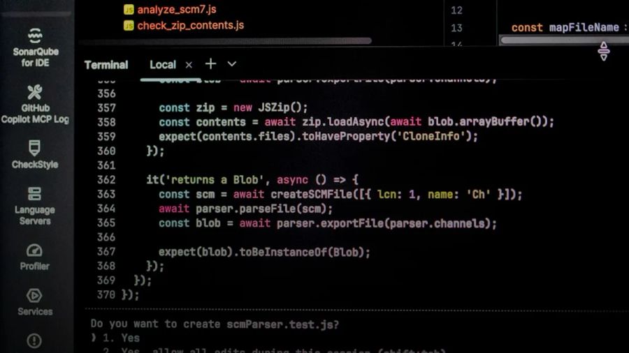 Computer screen displaying lines of code
