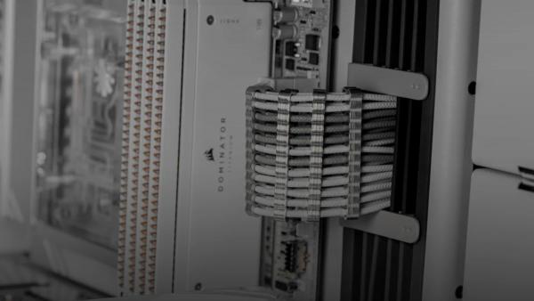 Close-up of computer server rack components