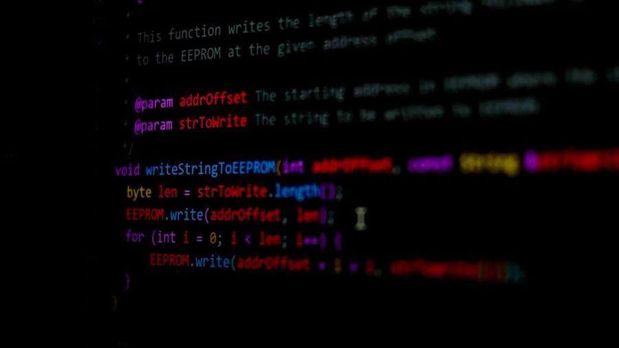 Code appears on a screen