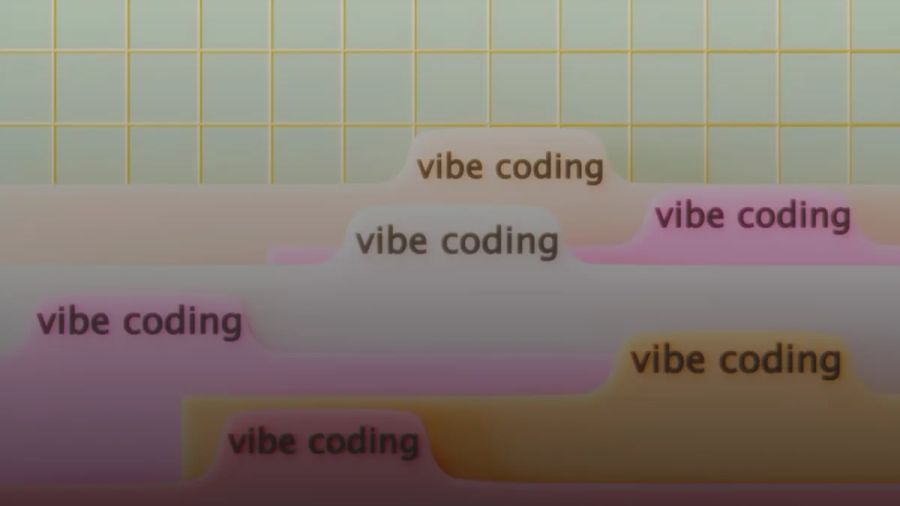 Tabs labeled "vibe coding" with code on bottom
