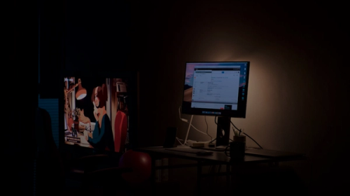turned-on flat screen monitor