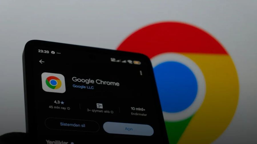 Google chrome app displayed on a smartphone screen