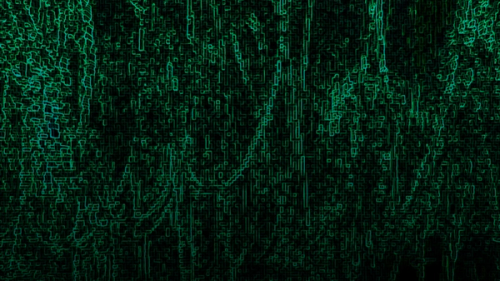 Abstract green digital pattern with vertical lines