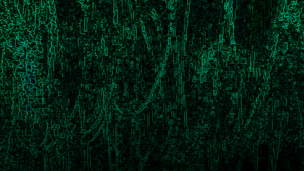 Abstract green digital pattern with vertical lines