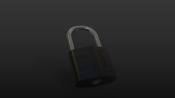 a closed padlock on a black surface
