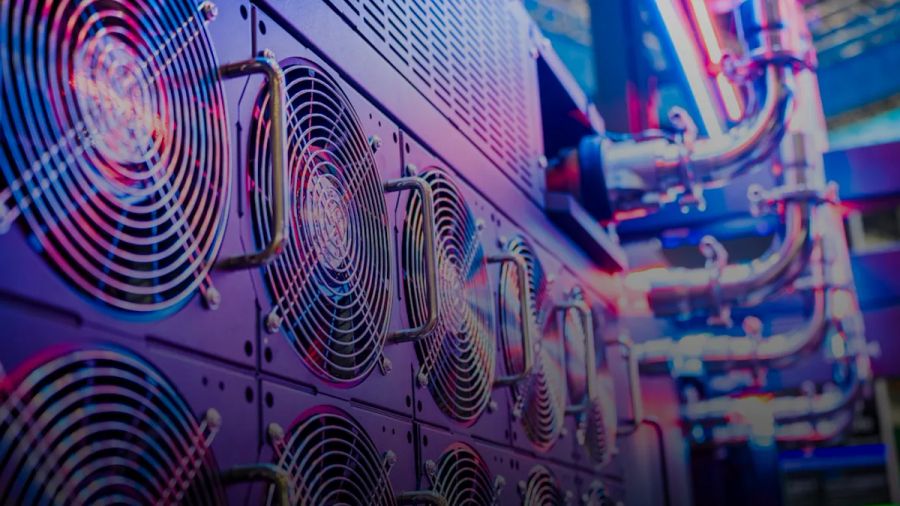 Close-up of server cooling fans in a vibrant data center