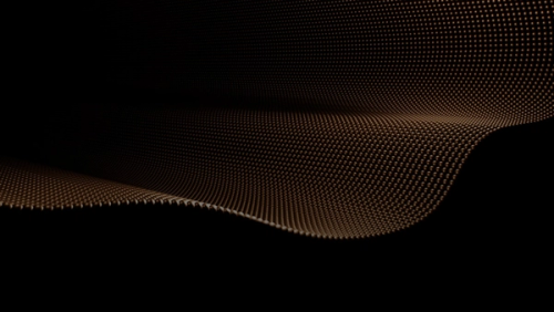 Abstract golden wave pattern on black background.