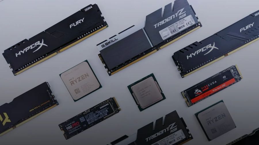 a collection of memory cards laid out on a table