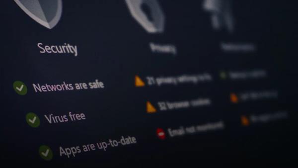A security and privacy dashboard with its status