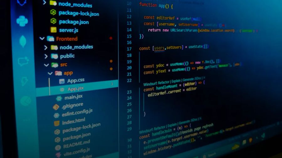 Computer screen displaying lines of code