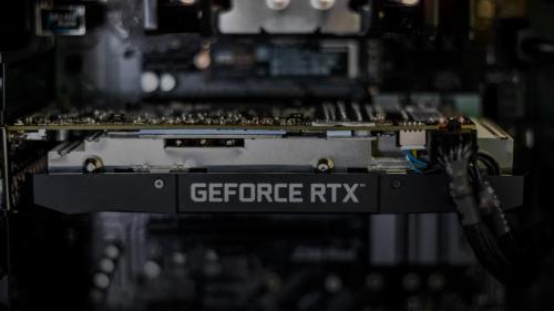 selective focus photography of GEFORCE RTX graphics card
