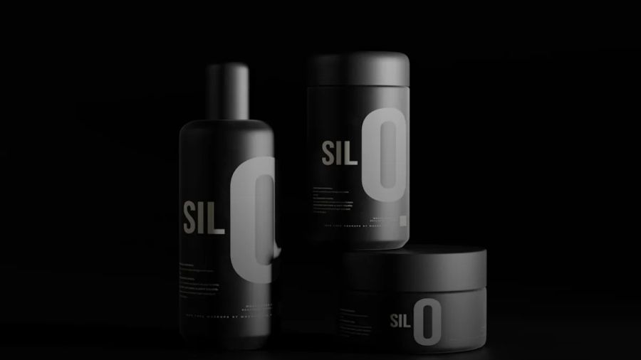 a black and white photo of three different products