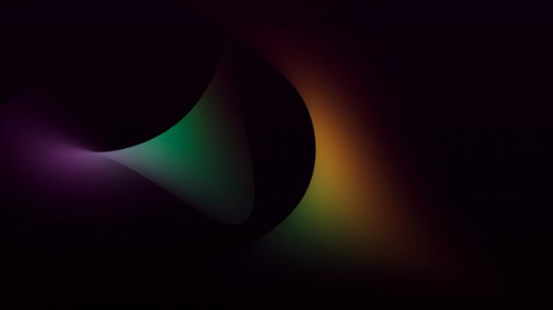 Abstract swirl of purple, green, and orange light.