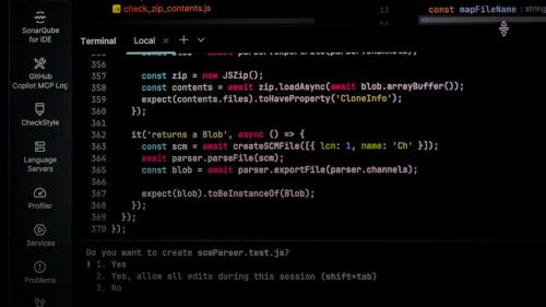 Computer screen displaying code and terminal prompts