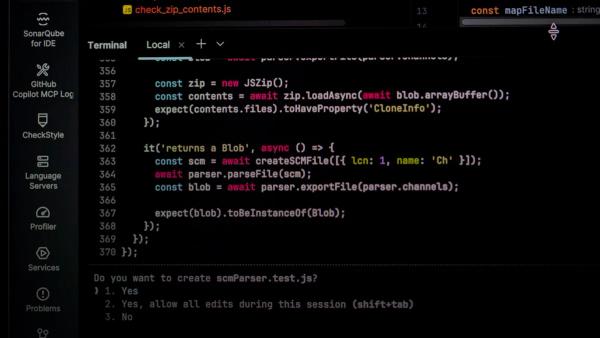 Computer screen displaying code and terminal prompts