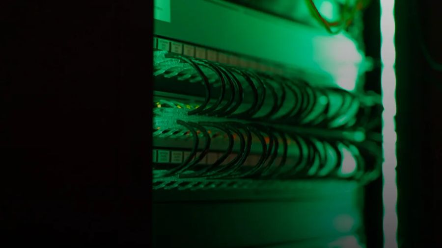 a close up of a server in a server room